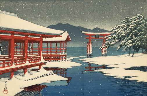 Hasui_MiyajimaShrineInSnow